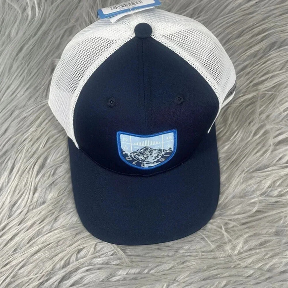 Columbia Hat Navy Blue White Mesh Snapback Baseball Cap Hiking Outdoor Range New - Picture 2 of 13